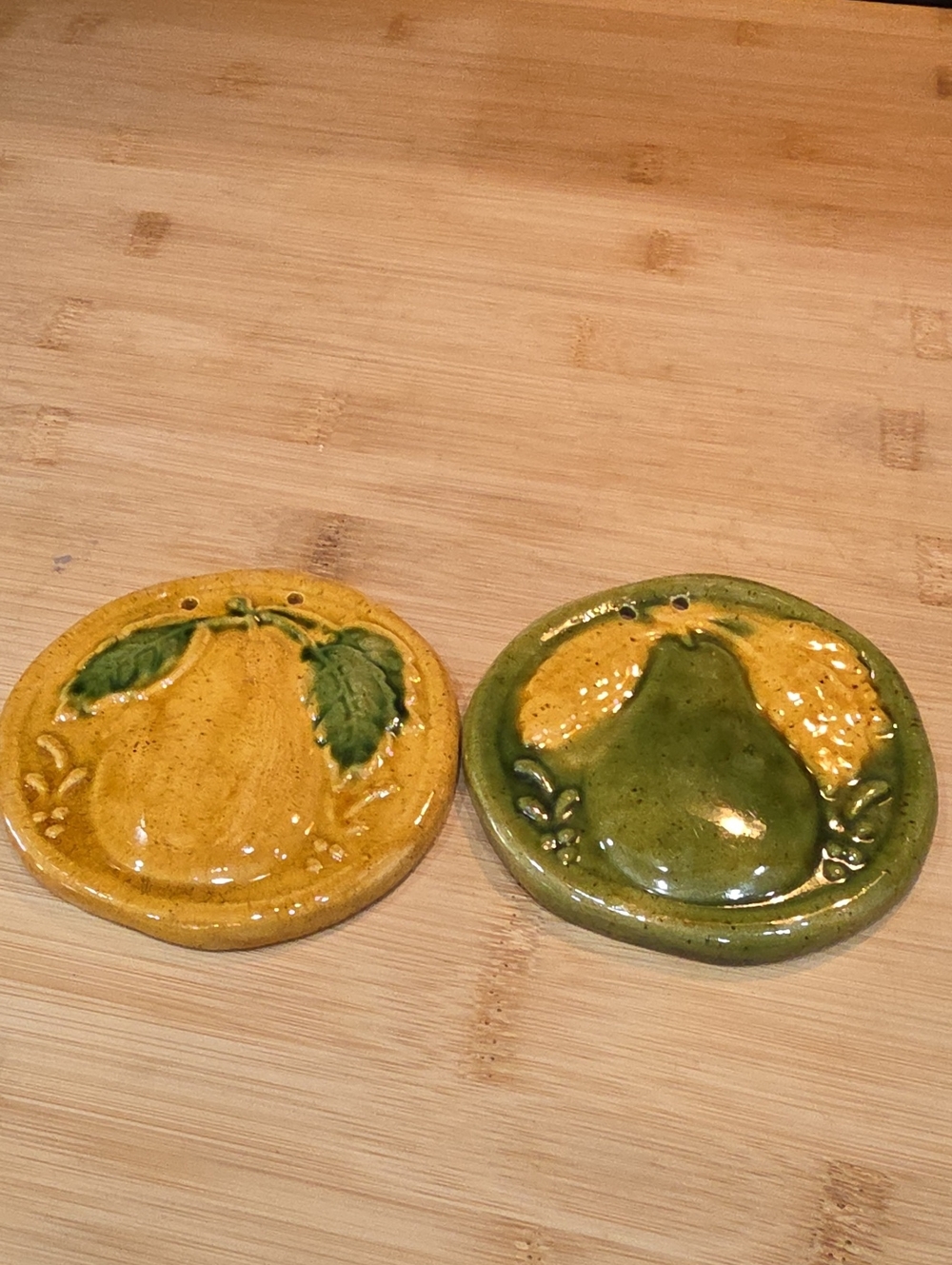 Handmade Ceramic Pear Wall Plaque - Yellow and GreenVery Very Nice 3.75 Inchs.